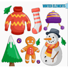 卡通冬季元素矢量
