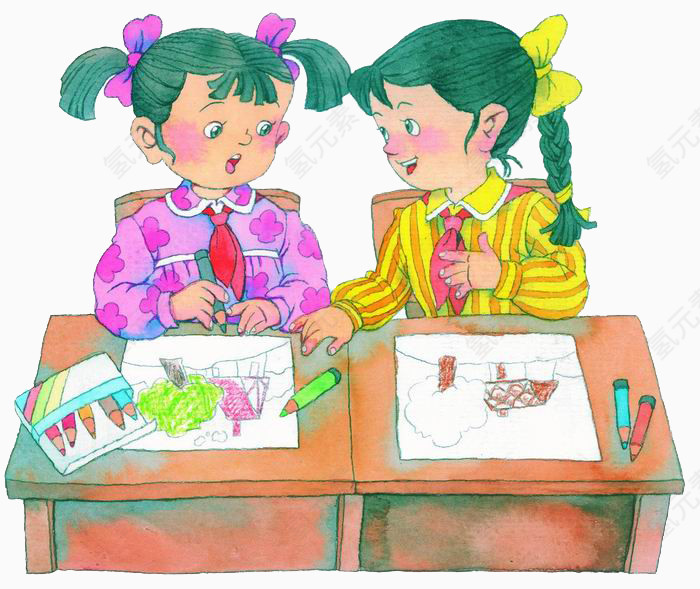 女孩课堂交流
