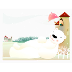 矢量给白熊打伞的女孩