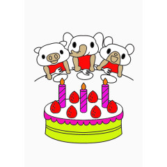 小猪大象小熊一起庆祝生日