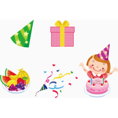 生日蛋糕水果卡通海报矢量素材