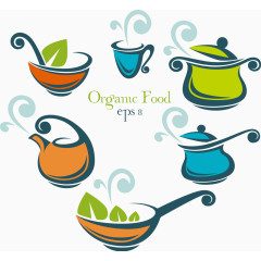 漂浮绿色创意厨房烹饪器皿