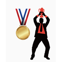 矢量手绘卡通冠军人物