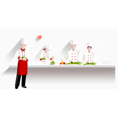 矢量手绘厨师工作台