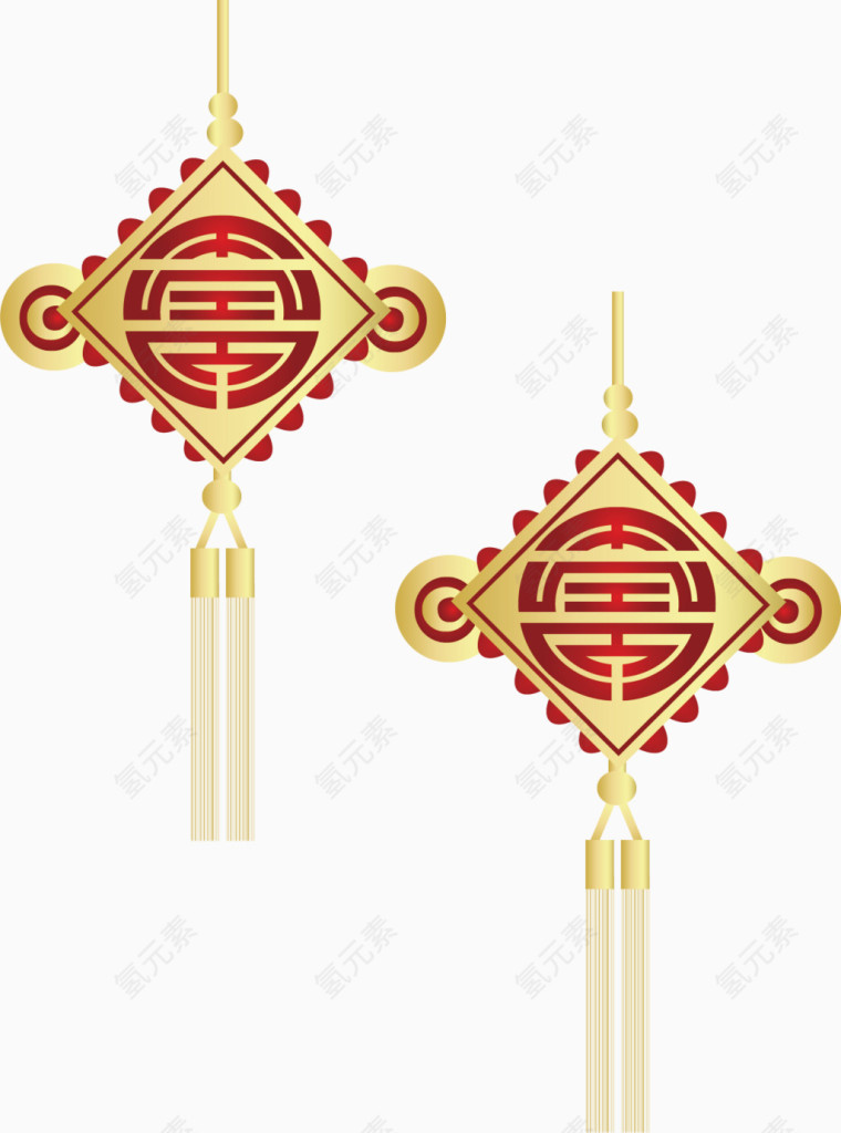 金色元旦中国结矢量