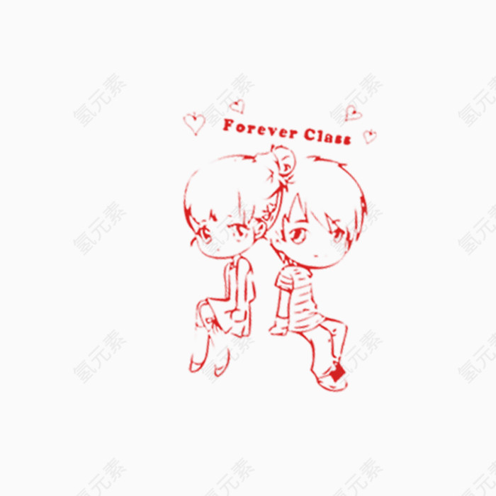 手绘卡通情侣