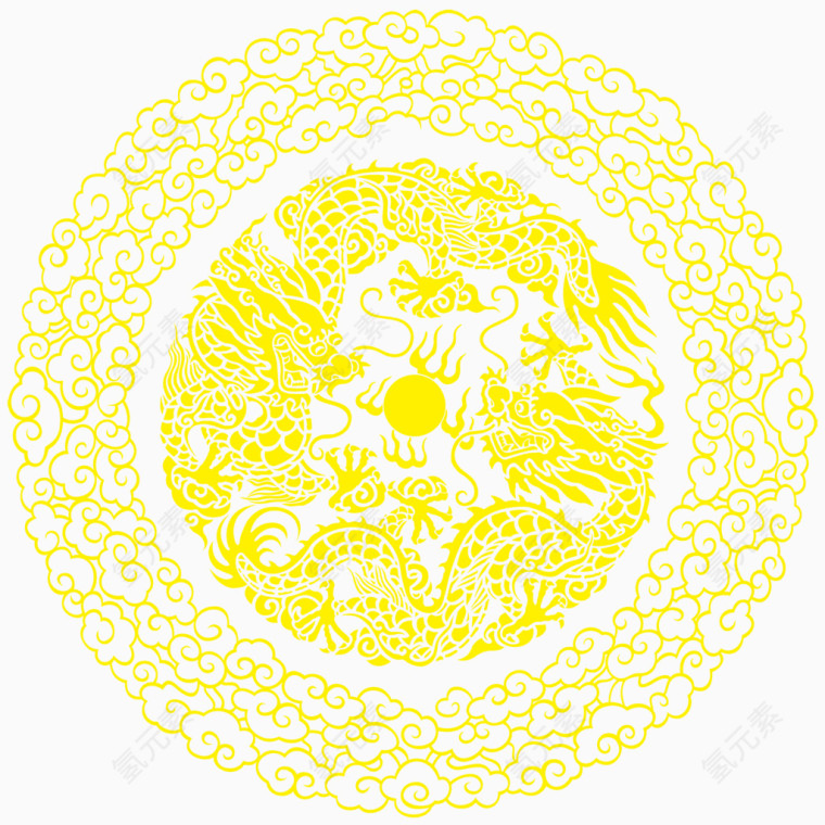 黄色中国风花纹