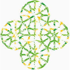 绿色植物花纹拼接背景