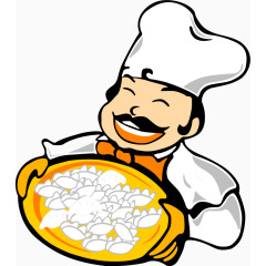 矢量手绘端饺子的厨师