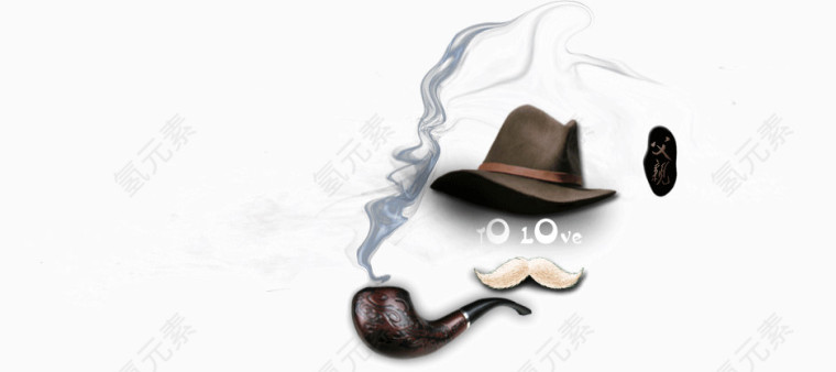 时尚创意可爱简笔画戴帽子绅士抽烟