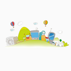 卡通插画城市建筑