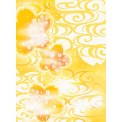 黄色樱花流云纹