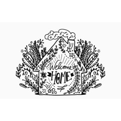 手绘欢迎回家刻字