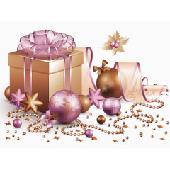 金色礼盒彩球装饰图案