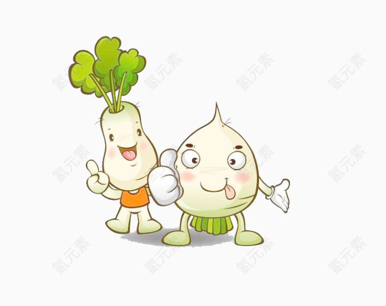 两个卡通萝卜