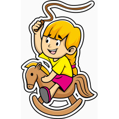 矢量骑木马的女孩