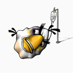 白色油画小鸟住院