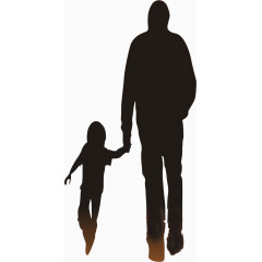 爸爸牵着孩子背影