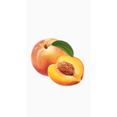 矢量黄色橘黄色绿叶桃子水果图案