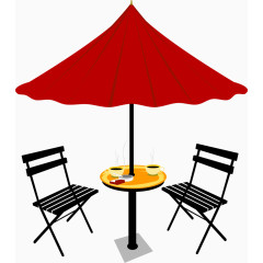 矢量手绘室外咖啡厅