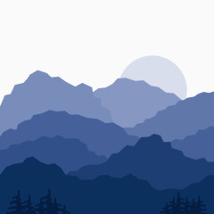 矢量夜里山中风景