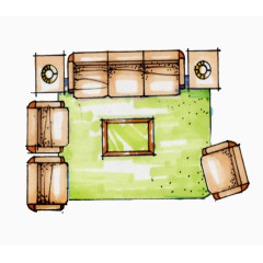 彩平图户型图手绘客厅沙发组合