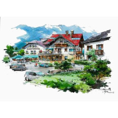 手绘建筑