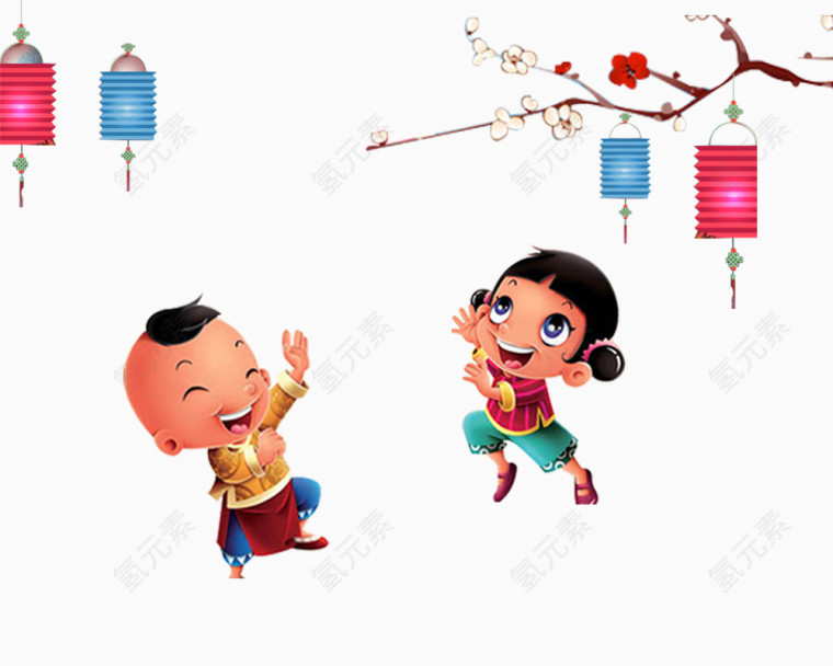 嬉闹福娃小孩免抠素材