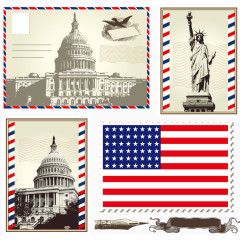 矢量美国自由女神邮票