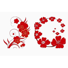 红色花朵纹样
