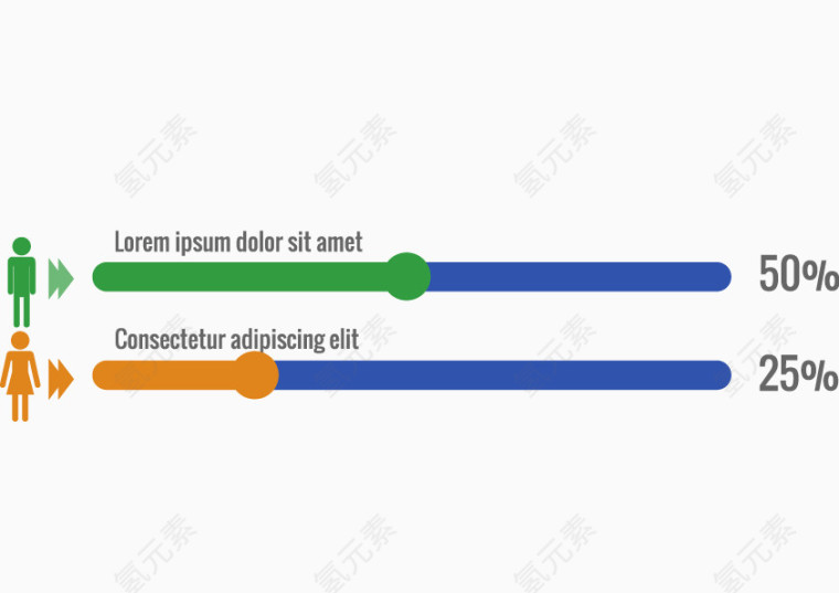 ppt绿色元素黄色进度条