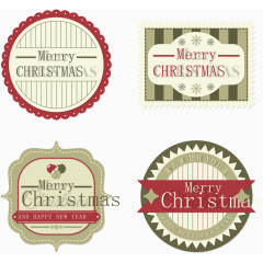 复古绿圣诞节标签矢量