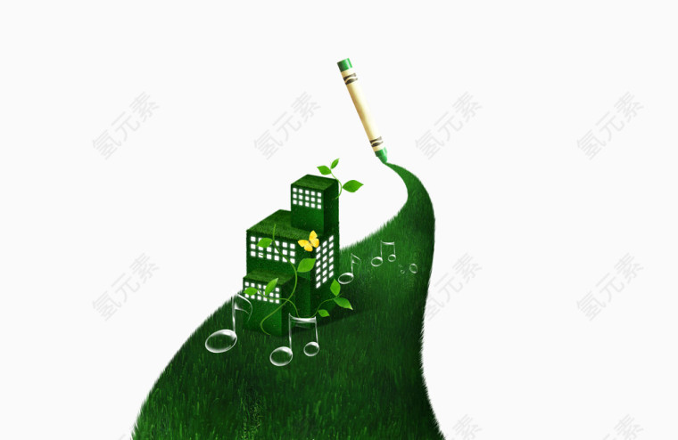 笔下绿色的草地