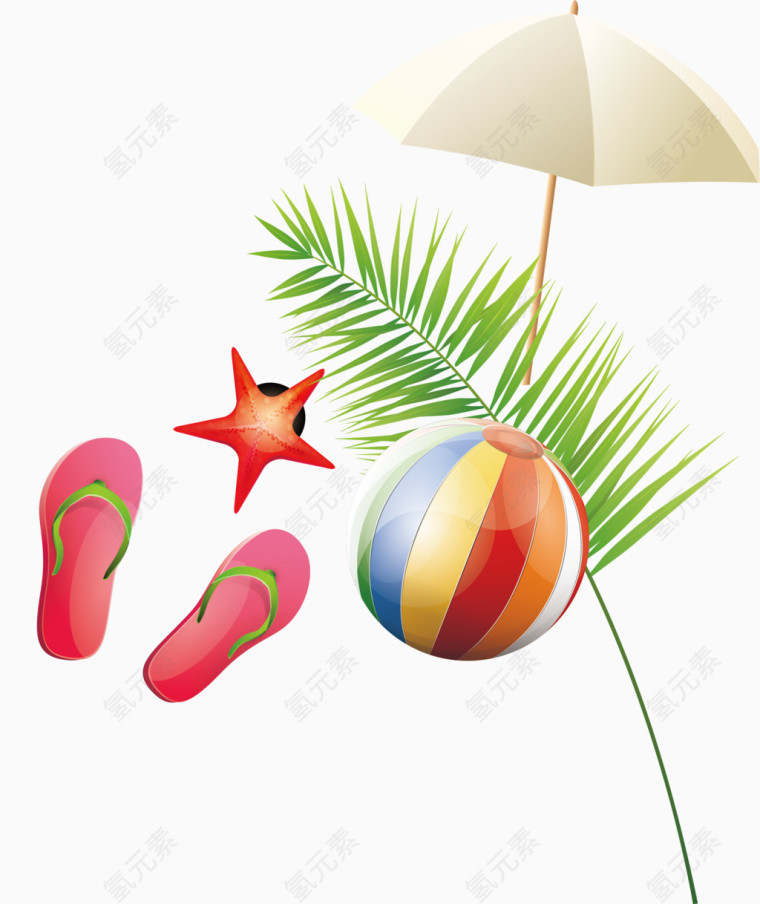 夏日遮阳伞篮球拖鞋