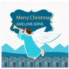 贴纸圣诞天使号角