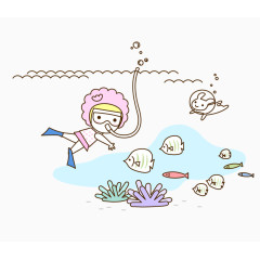 潜水的小女孩