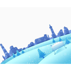 卡通手绘城市雪景