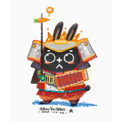 清新可爱卡通儿童插画武士