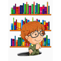 看书思考的小男孩