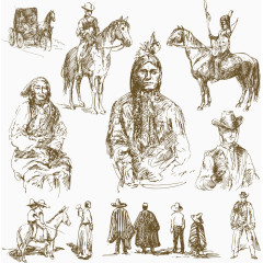 矢量印第安人与马儿