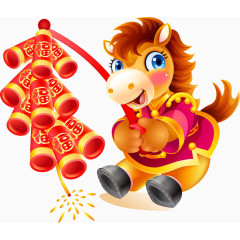 放鞭炮的吉祥骏马