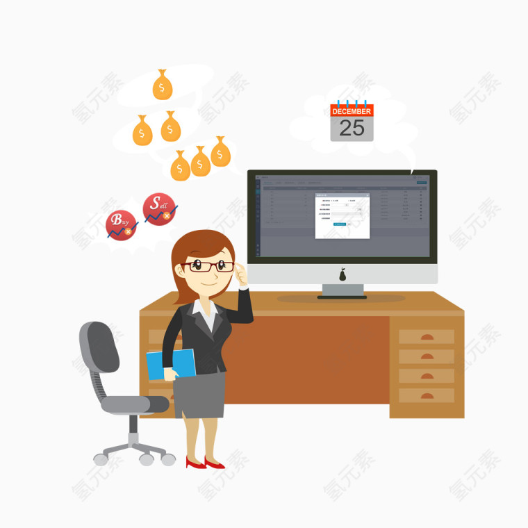 办公室女生元素