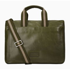 巴利男士军绿色牛皮提挎两用包
