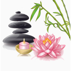 唯美卡通竹子与莲花