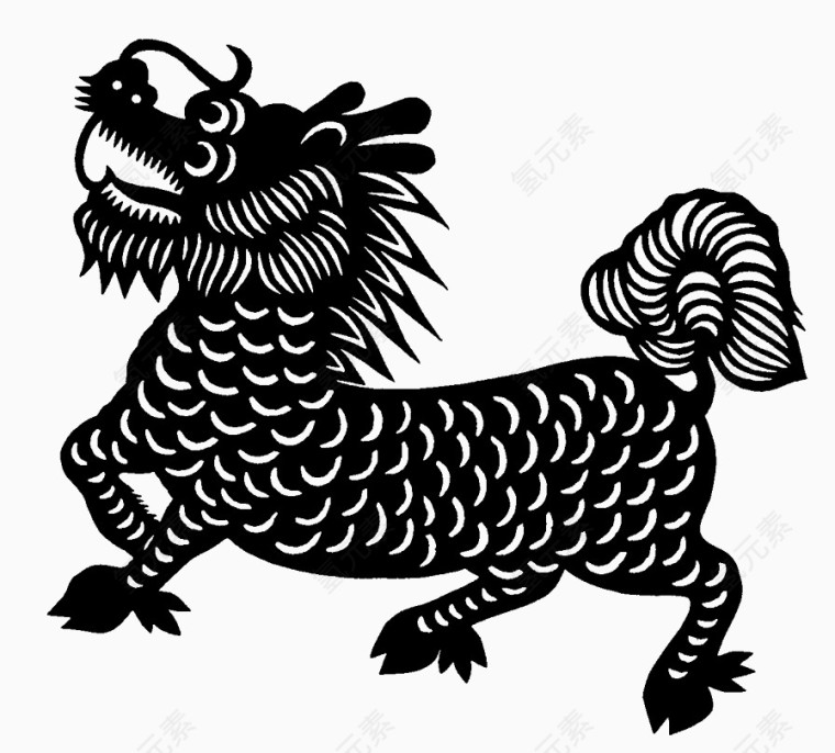 麒麟剪纸