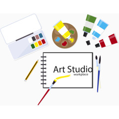 笔记本和绘画桌子