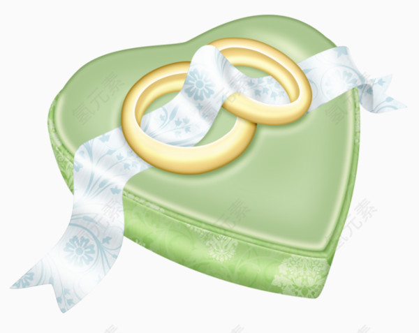 卡通绿色首饰盒丝带