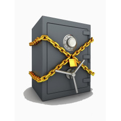 被金色大锁锁着的保险箱