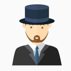 扁平人物欧美礼帽男士