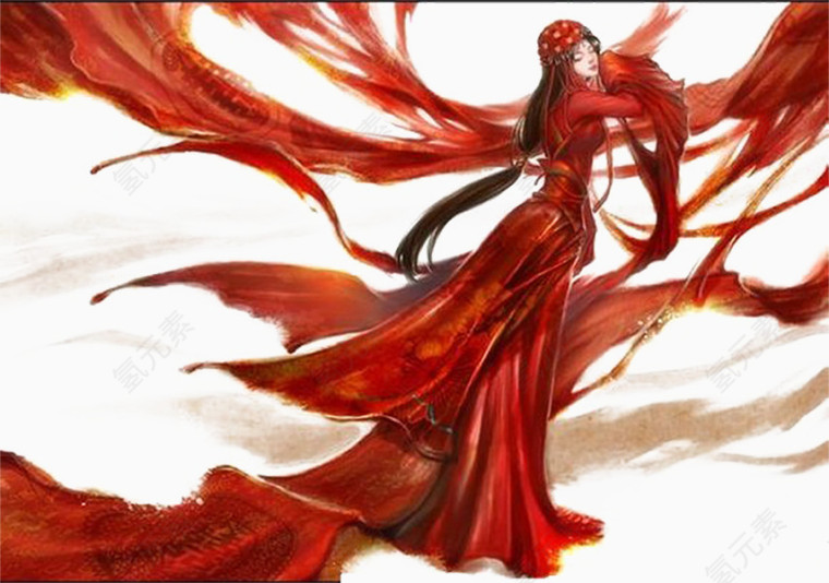红色古风嫁衣